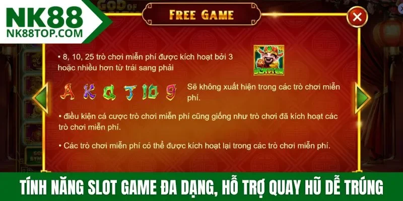 Tính năng trong slot game đa dạng, hỗ trợ quay hũ dễ trúng